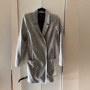 Zara Gray Plaid Blazer Dress with Notch Lapel NWOT